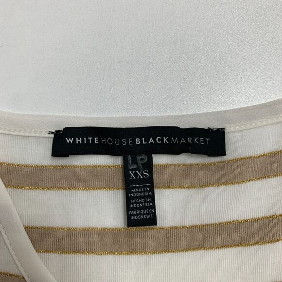 White House Black Market Tank Top Women 2XS XXS Striped Crew Neck Lace Up Front - Picture 7 of 13